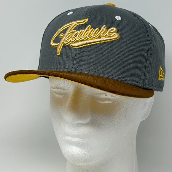 Feature Hat Baseball Cap Spellout New Era 59Fifty Streetwear Gray Fitted 7 3/8 - Picture 11 of 11